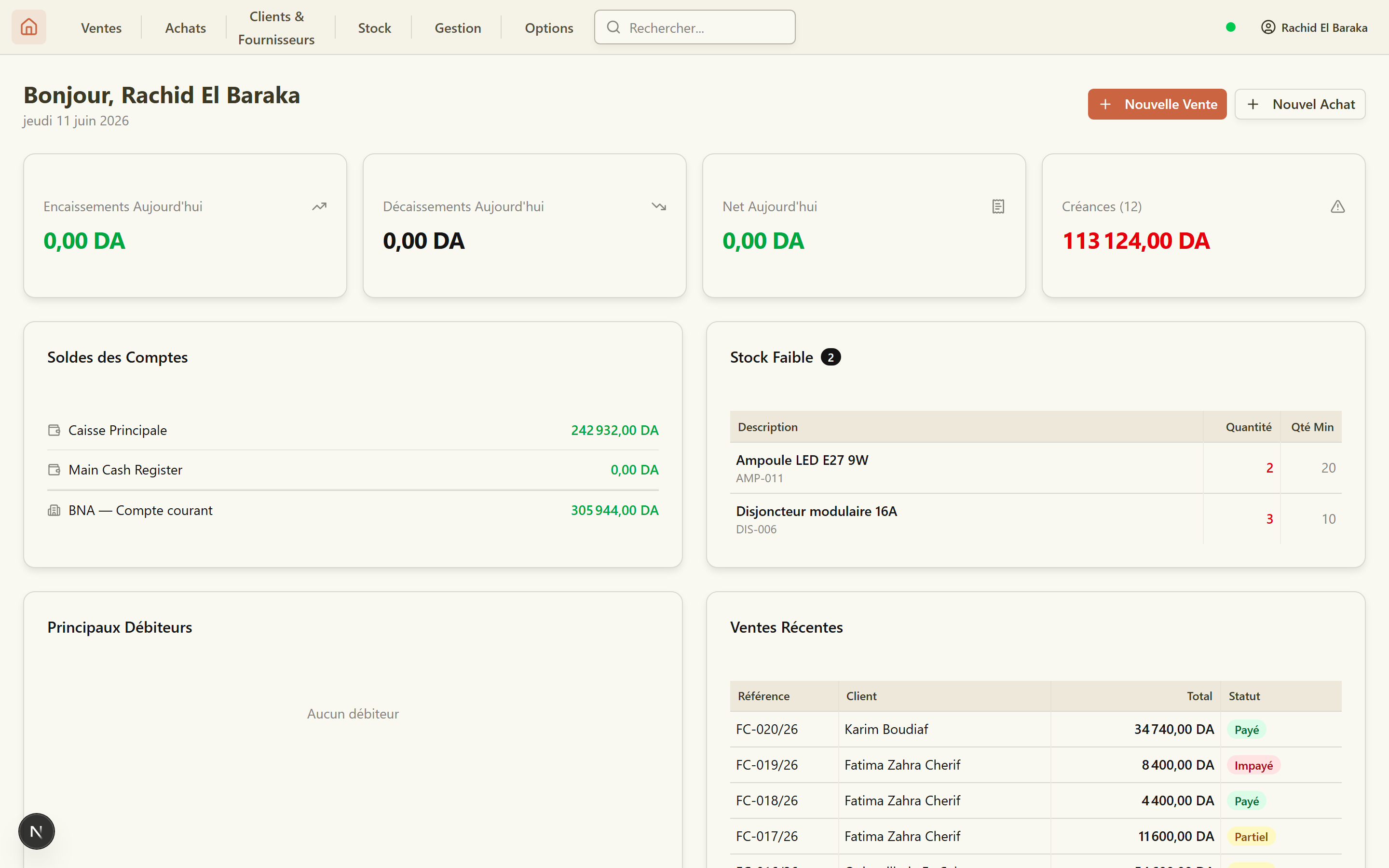 Inventrix — tableau de bord